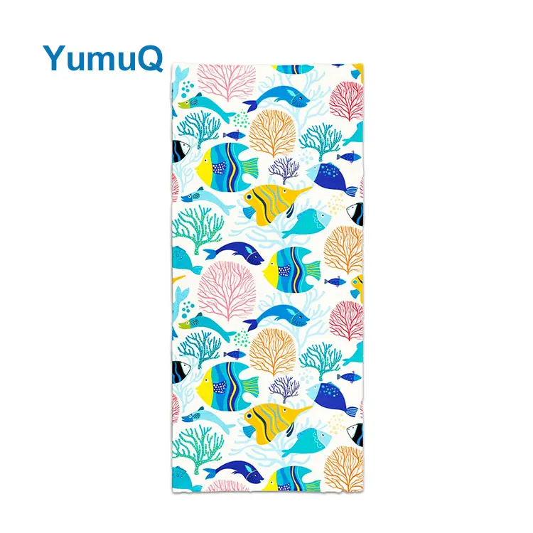 YumuQ High Quality Microfiber Manufacturer Luxury Lightweight Free Quick Dry Oversize Printed Logo Sports Beach Towel