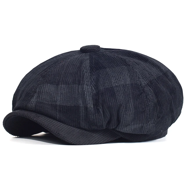 Newest Plain Corduroy Plaid Beret Hat Vintage Warm Driver Flat Cap Outdoor Autumn Winter Sport Baseball Cap Newsbou Cap