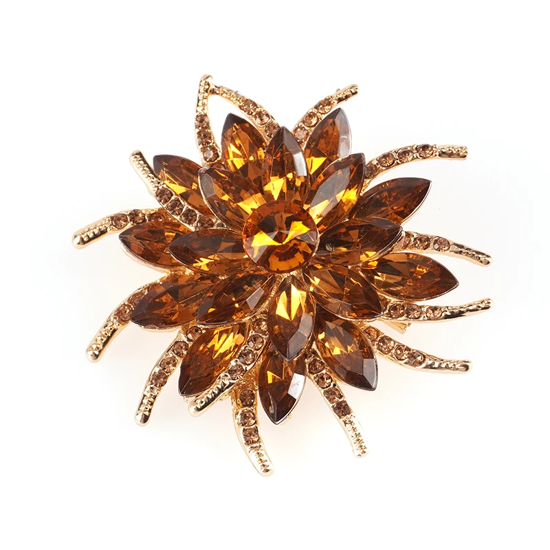 Factory Wholesale Luxury Diamond Flower Brooch Pin Crystal Rhinestone Women Brooches For Wedding