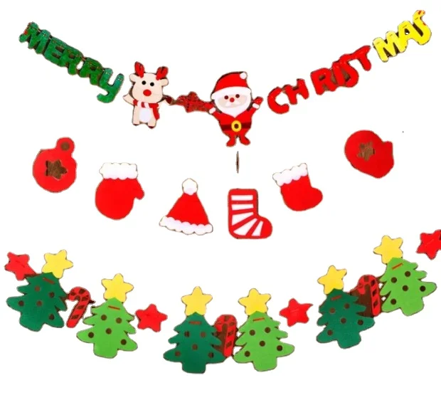 Factory direct sale Christmas wool felt pennant string flag bunting banner