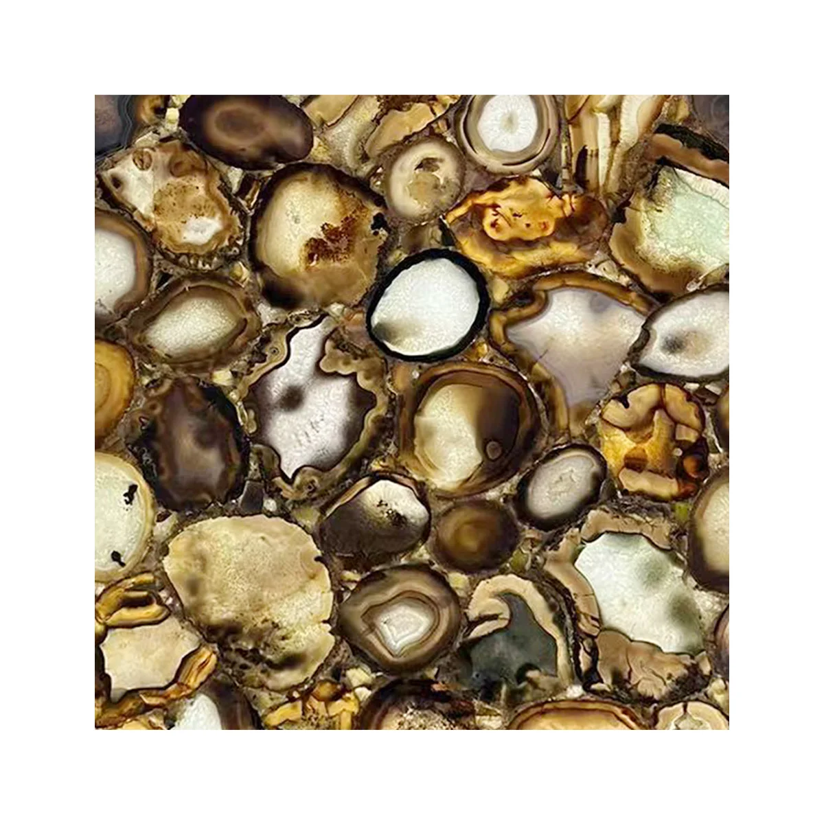 Natural Brown Crystal Agate Onyx Quartz Stone Slab Illuminated Restaurant Flooring With Light