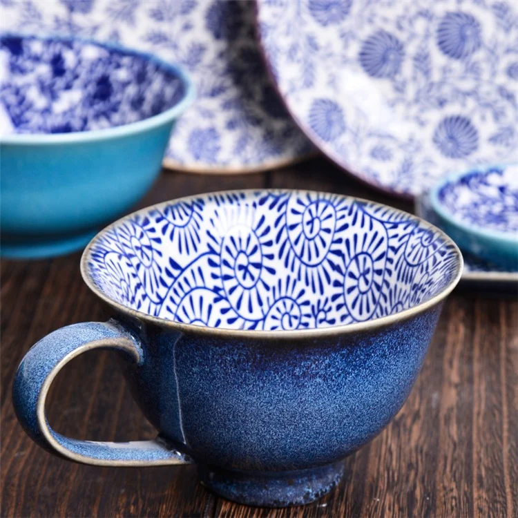 Multiple Sizes terracotta Ceramic Bowl Dinner Plate Square Dish retro Tableware Suit dinnerware sets wholesale turkish market