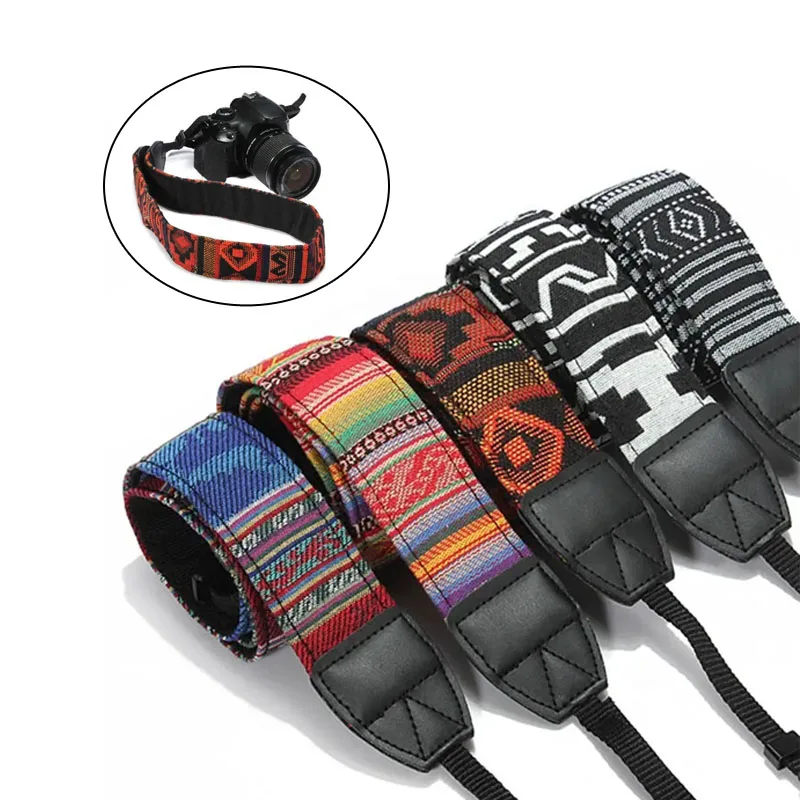 Factory Custom Polyester Ethnic Style Adjustable Camera Neck Strap Camera Shoulder Straps