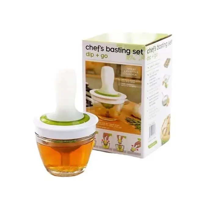 Hot Sell food grade Silicone Honey Oil Basting Brush Bottle Set Basting BBQ Kitchen Tool