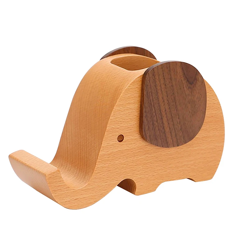 Wooden cell phone holder smartphone holder made of wood elephant lazy phone holder desktop holderCute Handmade Bamboo Wooden
