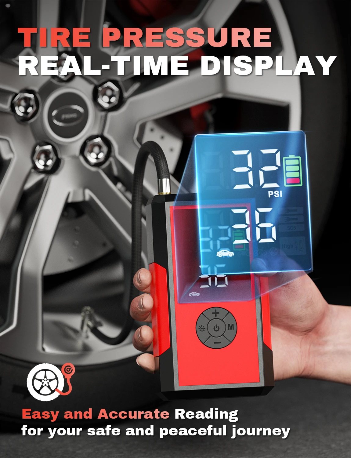 Hot Selling Price Emergency Air Compressor Car Jump Starter Power Bank Electric Portable Digital With Battery Capacity 10000mAh