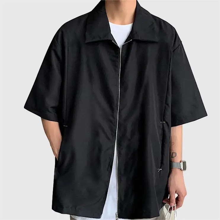 High Quality Custom Graphic T-Shirt Summer Print Zip Shirt Manufacturer Casual Unisex Oversized Cotton Streetwear Zip up Shirts