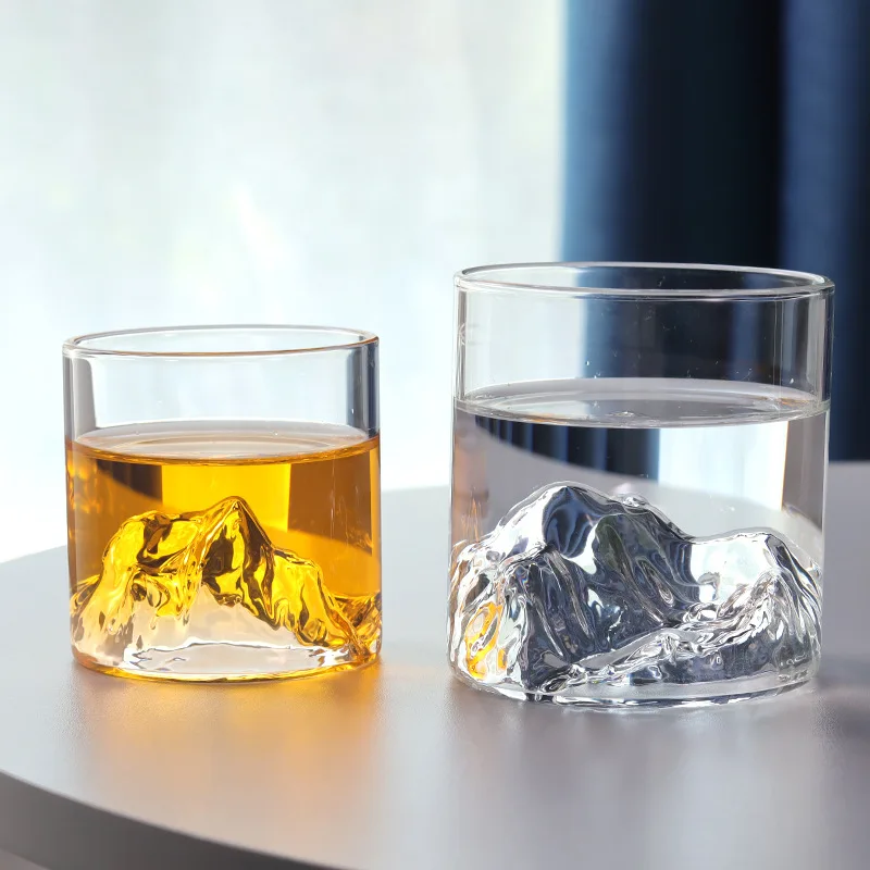 Hand Blown Custom Design Personalized Different Shape Snow Mountain Beer and Red Wine Whisky Glasses Cup