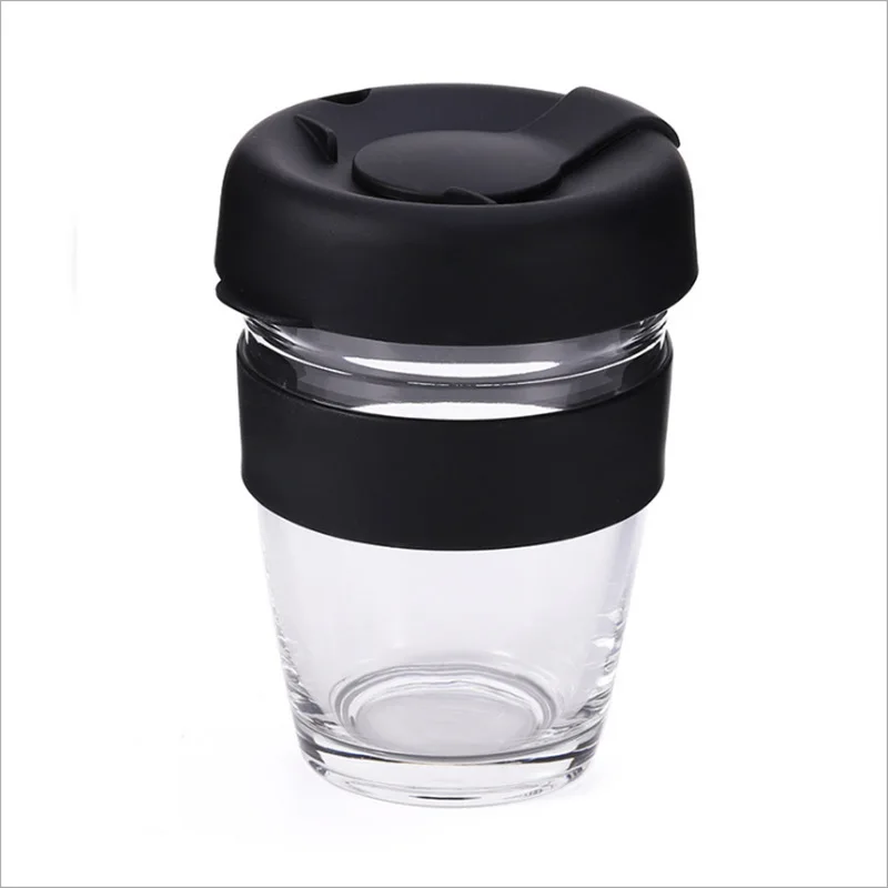 Hot sale Customized coffee mug Microwave Safe Reusable Coffee Travel Glass Cup With Friendly Cork Or Silica Sleeve