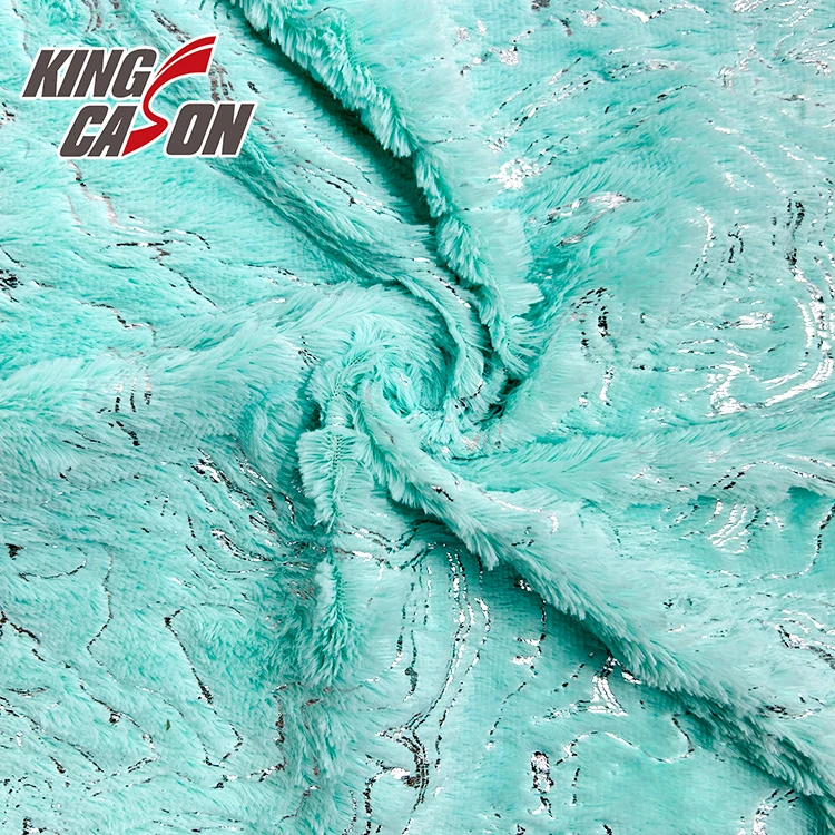 KINGCASON Chinese Manufacturer Anti-Wrinkle one-sided Stamping Hot Silver 100 polyester PV Fleece Fabric For Blanket