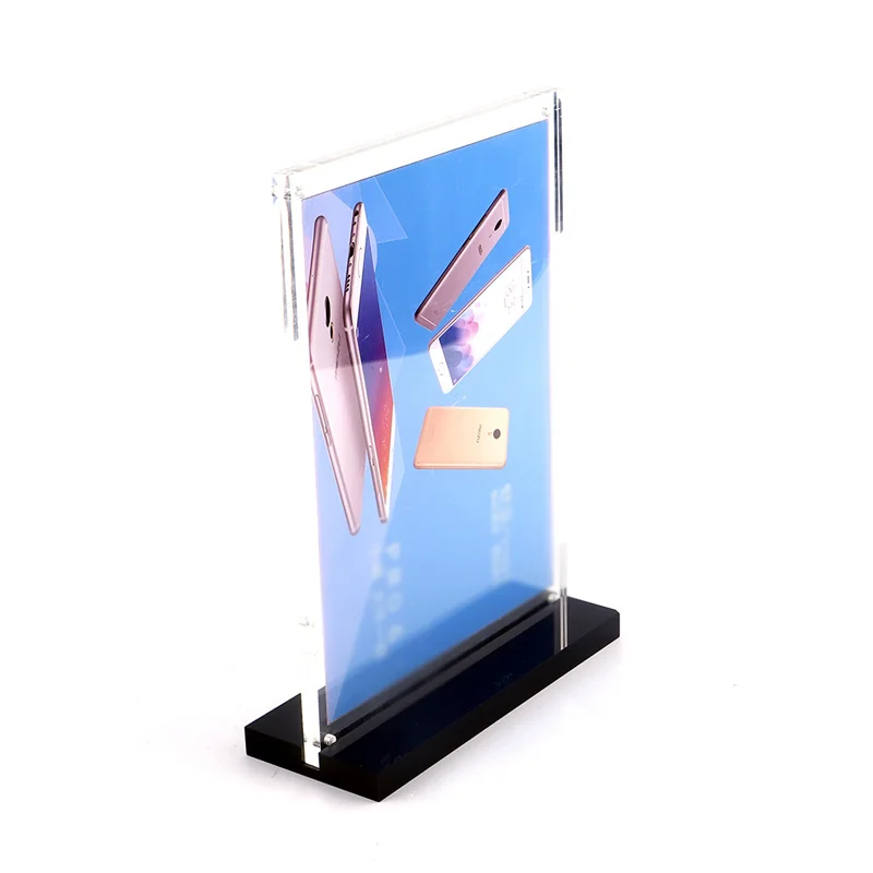 
Manufacturer customized transparent acrylic double-sided display card mobile phone store T-shaped billboard 