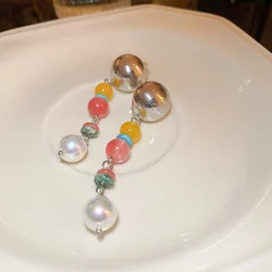 fashion quality agate pearl tassel chain earring women