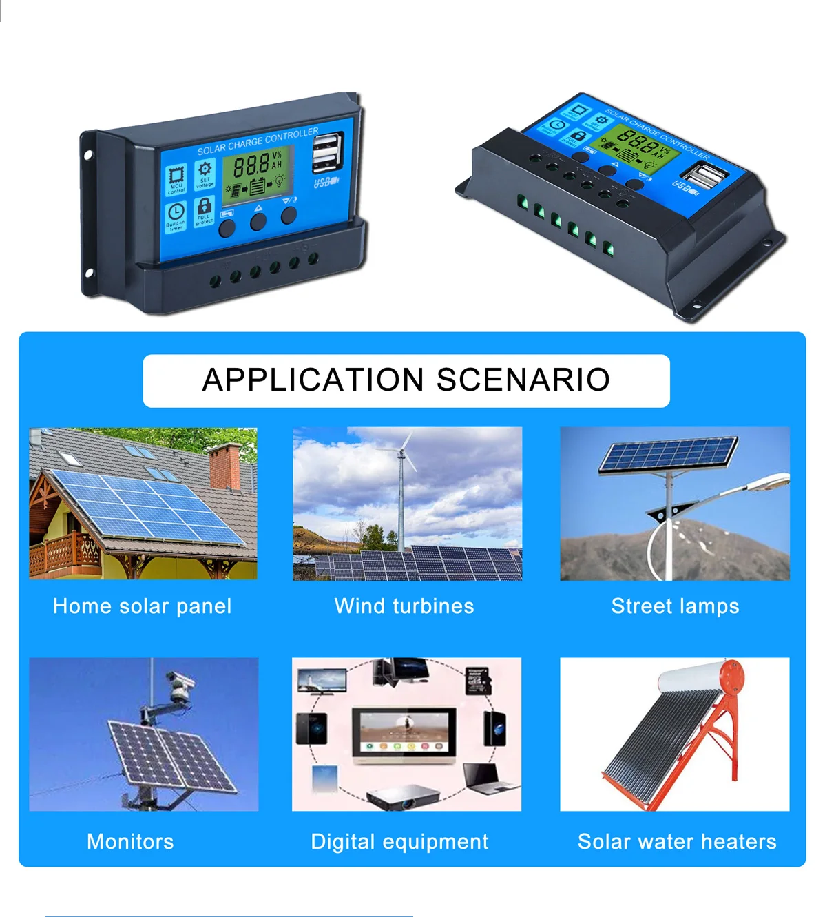 Wholesale 12v/24v Solar Panels Gel Sealed Flooded And Lithium Battery Charger Controller