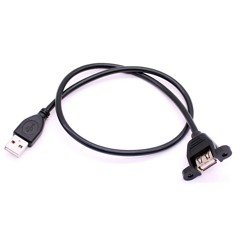 100cm 1m USB 2.0 A Male To A Female Panel Mounting Screw Lock Extension Cable USB Chassis USB Extension Cable Panel Mount