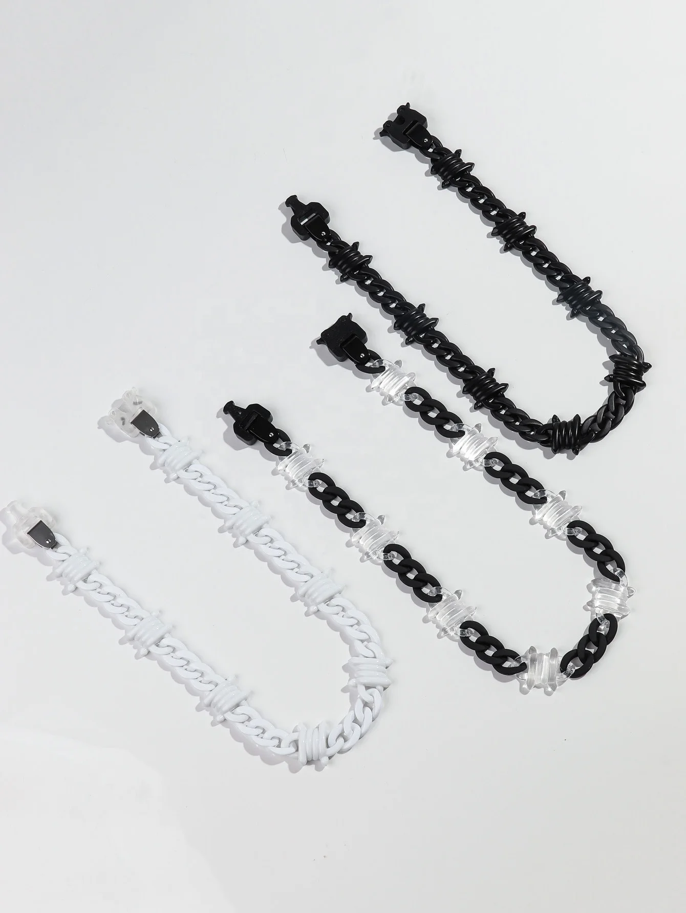Hiphop 2024 Fashion Personality Nightclub Jewelry Choker Colorful Buckle Resin Thorn Chain Acrylic Necklace for Men and Women