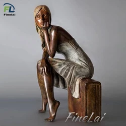 Finelai good quality outdoor decorative metal bronze woman statue