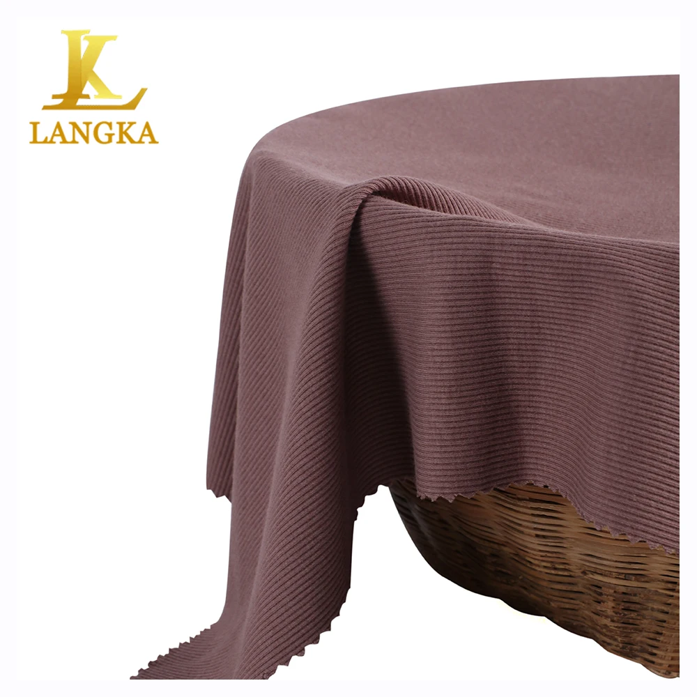 Langka custom elastane 92% bamboo fiber 8% spandex 2*2 rib knit fabric for pajamas sleepwear