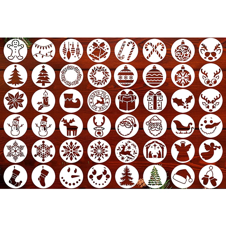 PP/PET Laser Cutting Art Plastic Stencils Set Promotional Christmas Template Custom Templates