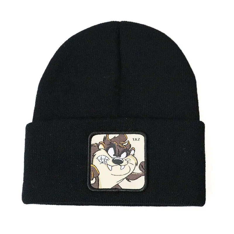 Fashion Animal Anime Beanie Embroidery Patch Cartoon Daffy Duck Warm Knitted Hat Winter Acrylic Skull Beanie Hats Custom Logo