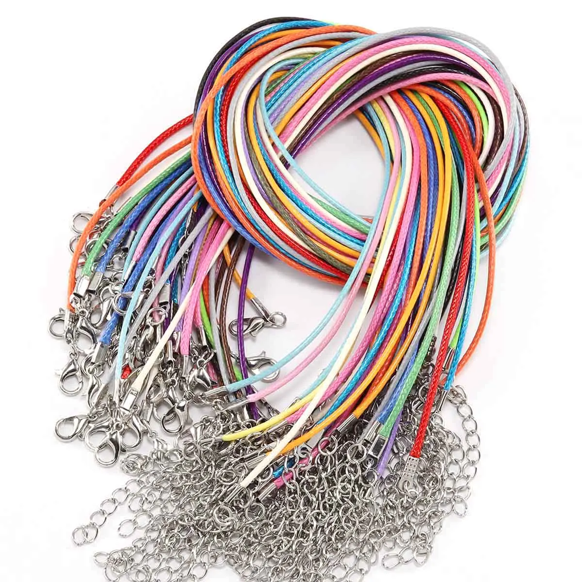 1.5/2mm 45cm Adjustable Colorful Leather Cord Necklace With Clasp Braided Rope For Jewelry Making DIY Necklace Bracelet (1600510225184)