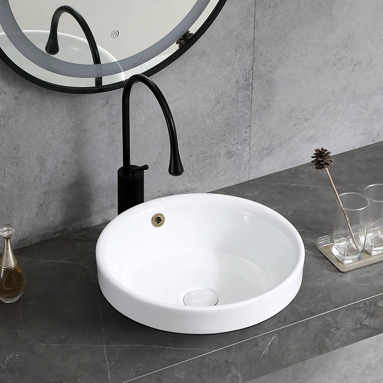 High Temperature Resistance Round Shape White Porcelain Basin Popular Style Toilet WC Washhand Basin For Hotel Decoration