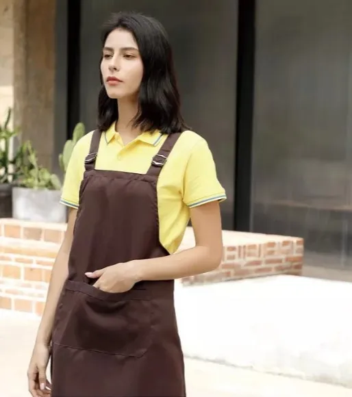 Amazon Wholesale  Chef Cooking Apron Custom Logo Half Waist Maid With Pocket