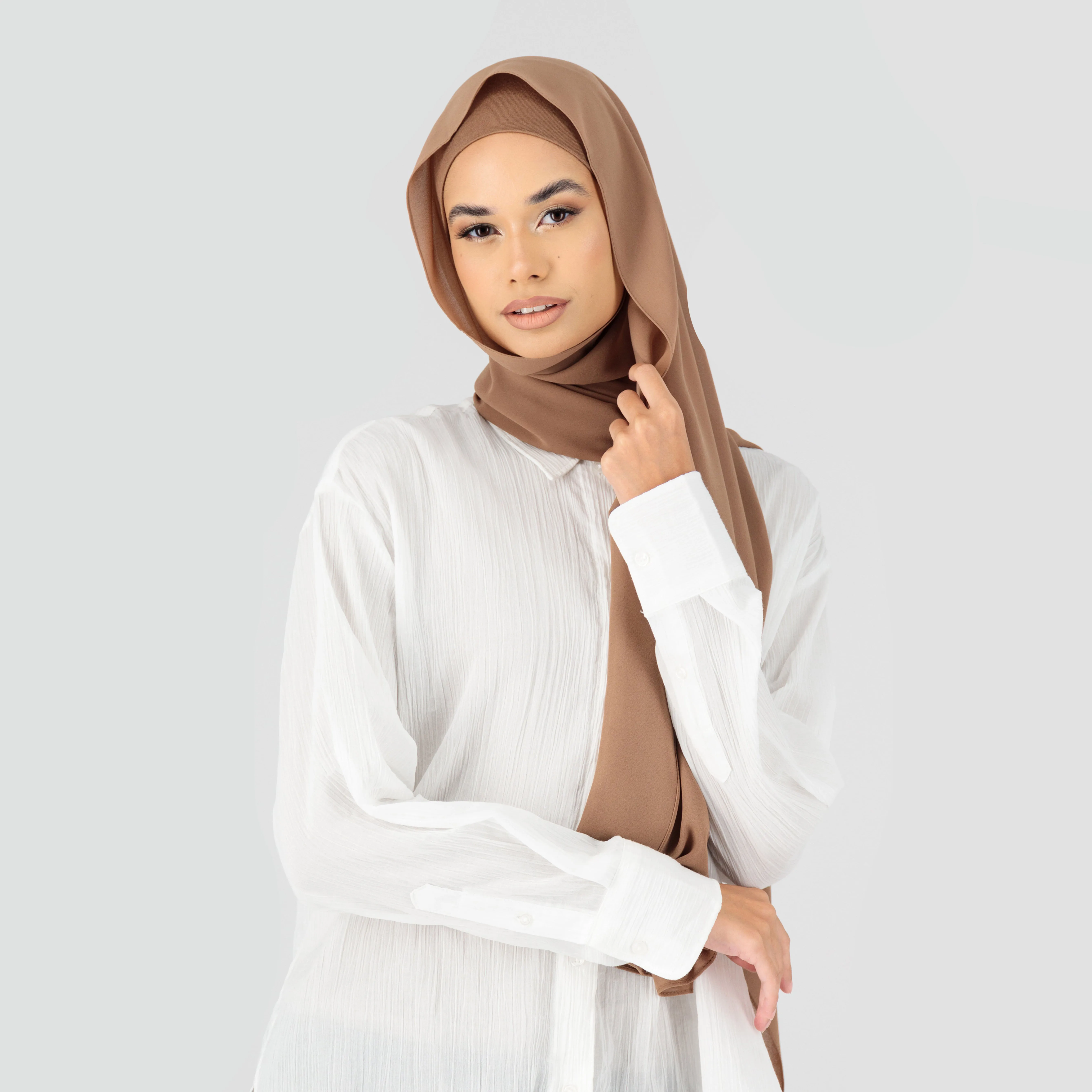 2022 Latest Prefect Matching Chiffon Hijab Set  Chiffon Hijab With Underscarf Matching Color Chiffon Hijab