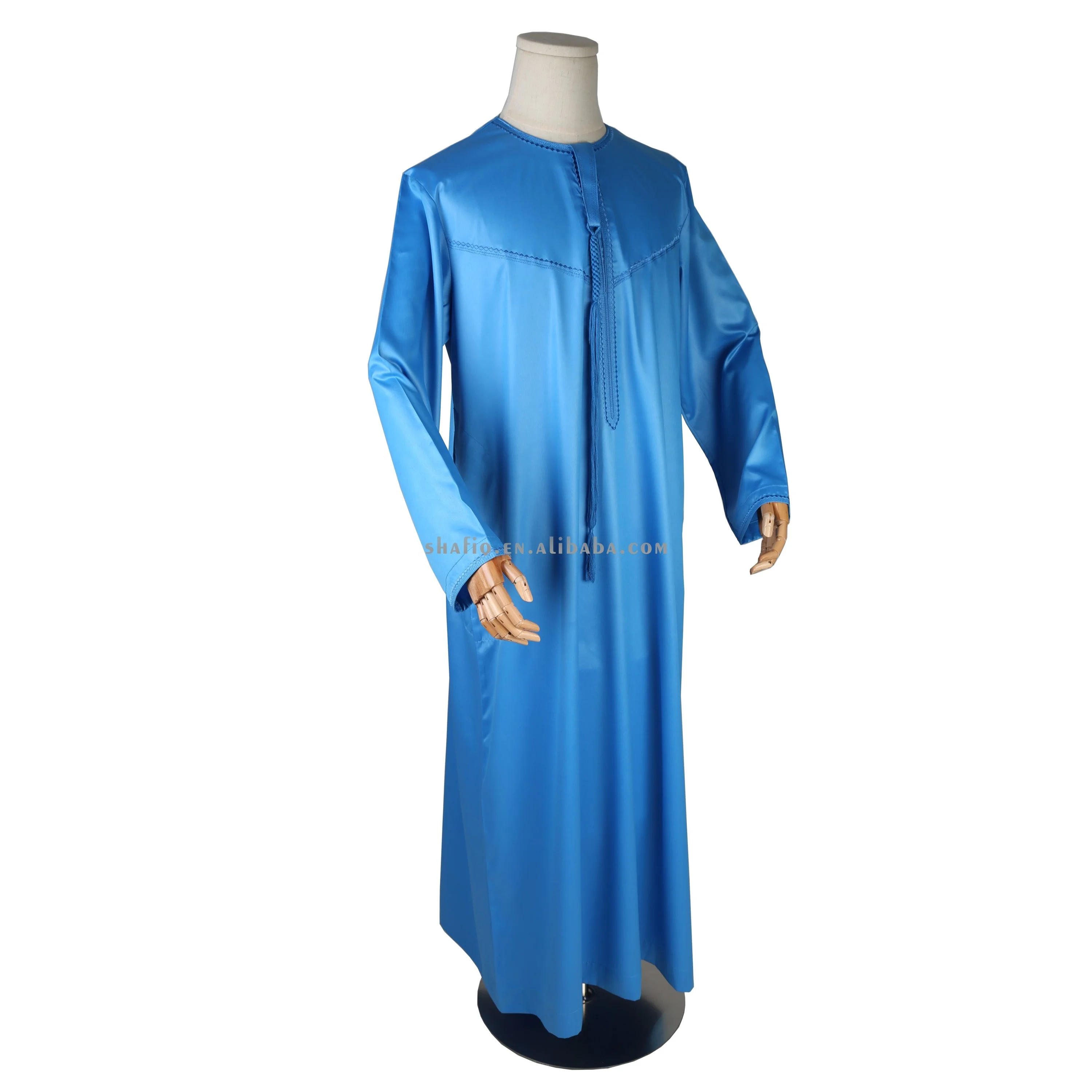 2024 Emirates Dubai Omani Style Long Sleeve Muslim Male Dress Kaftan Djellaba Jubbah Islamic Clothing For Ramadan Eid Mubarak
