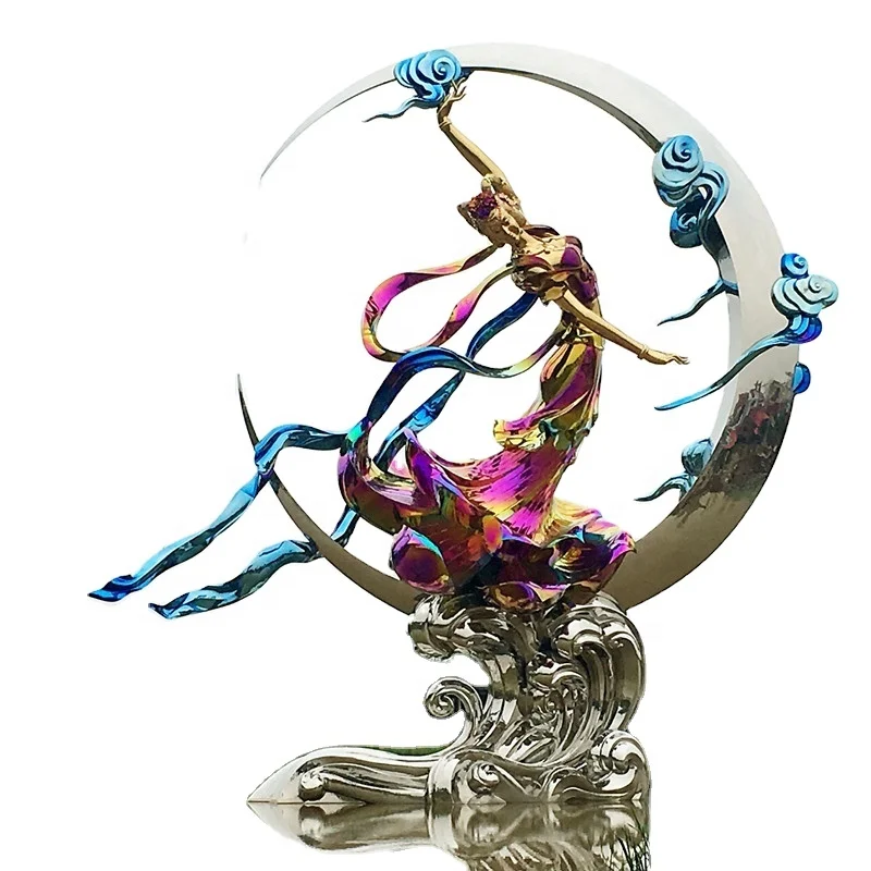 China Professional Manufacturer High Quality Chrome Paint Fiberglass Sculpture Multicolor Metal Polished Chrome Sculpture