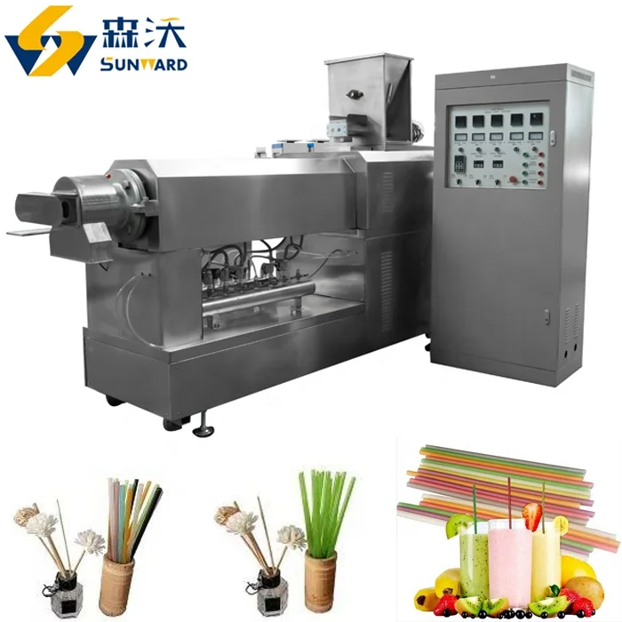 Updated Sunward automatic Eco-friendly  Edible Rice water Drinking Straws / fork and knife spoon Making Machinery