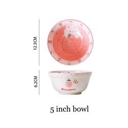 Creative Microwave Bowls Set Cartoon Diner Set Plate Ceramic Strawberry Rabbit Dinner Service Dinnerware Set