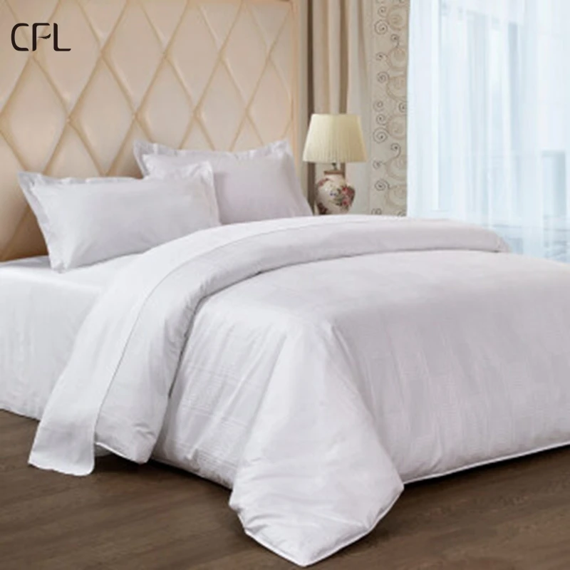 cotton satin comforter customized  hotel bedding sets jacquard white  bed linen