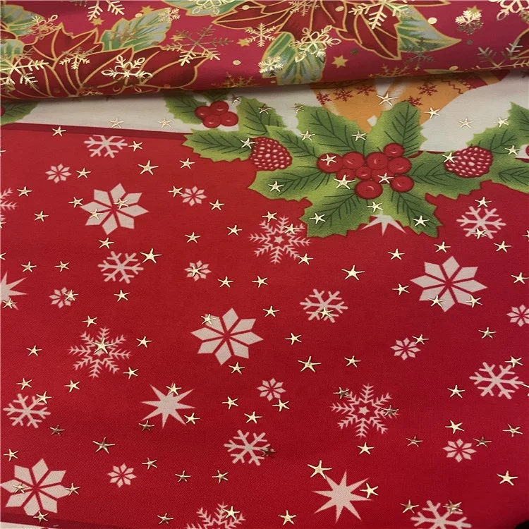 Lurex and Dew Drops Minimatt Print Fabric Christmas with Gold 100% Polyester Mini Matt Print Woven Dying Garments Yarn Dyed