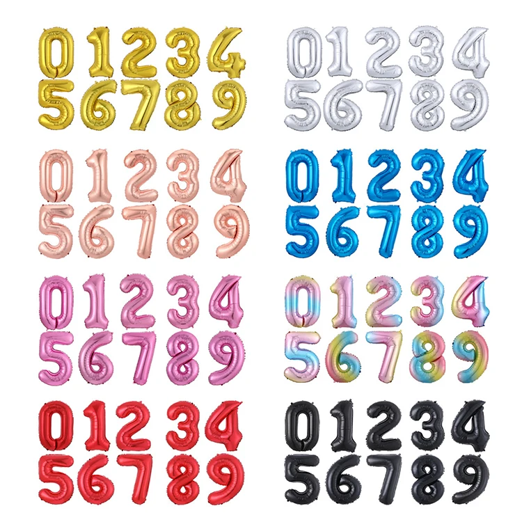 16/32/40 Inch Party Balloons Metallic Helium Letter&Number Birthday Foil Balloons