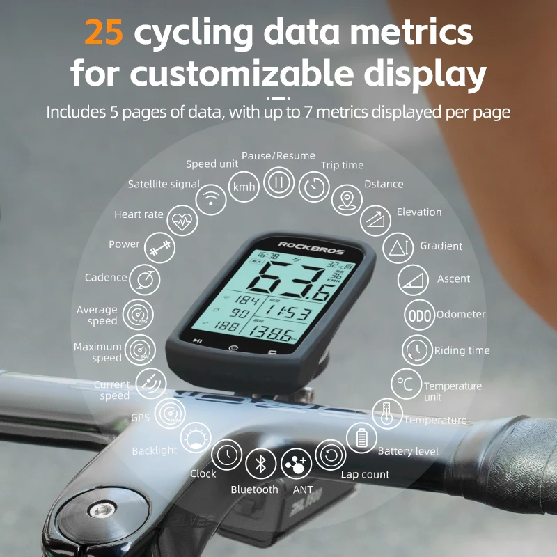 ROCKBROS High Quality Wireless Waterproof Heart Rate Monitor GPS Cycling Speedometer Bicycle Computer