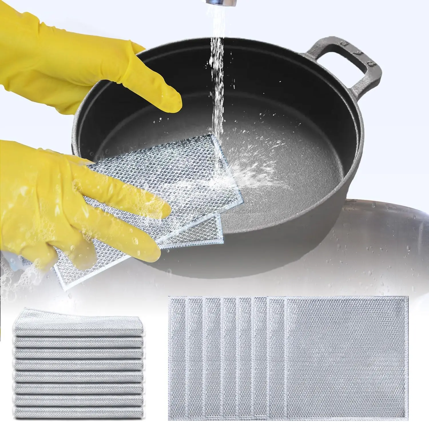 All Purpose Wire Dishwashing Rags Steel Wire Scrubbers Multifunctional Non Scratch Cleaning Cloths Double Layer Wire Scrubber