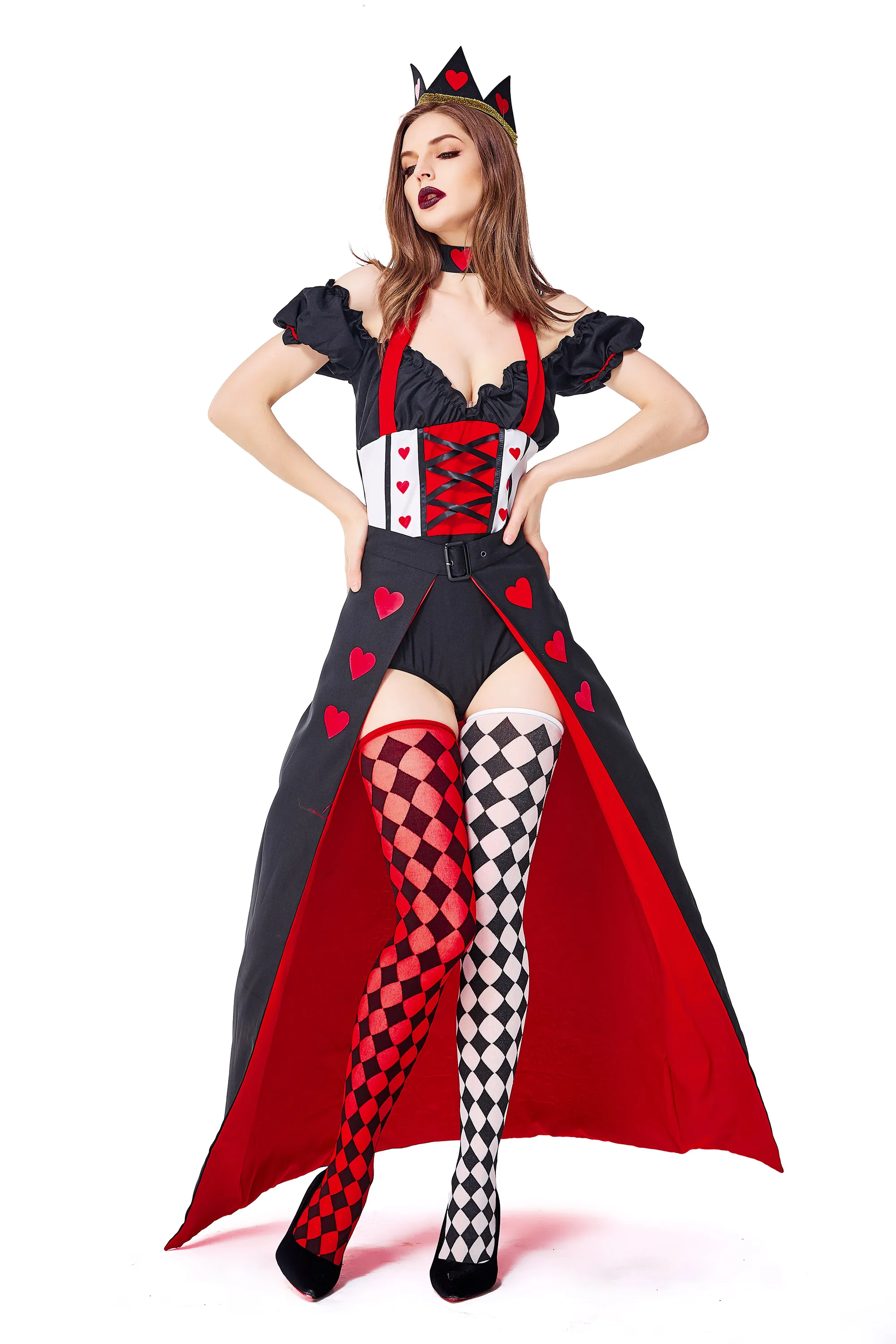 Amazon Hot Selling Royal Heart Queen Costume Sexy of Hearts