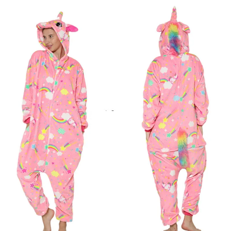 Unisex Winter Animal Flannel Onesie Pajamas Cartoon Sleepwear Glowing at night in dark noctilucent luminous Pijama Unicorn