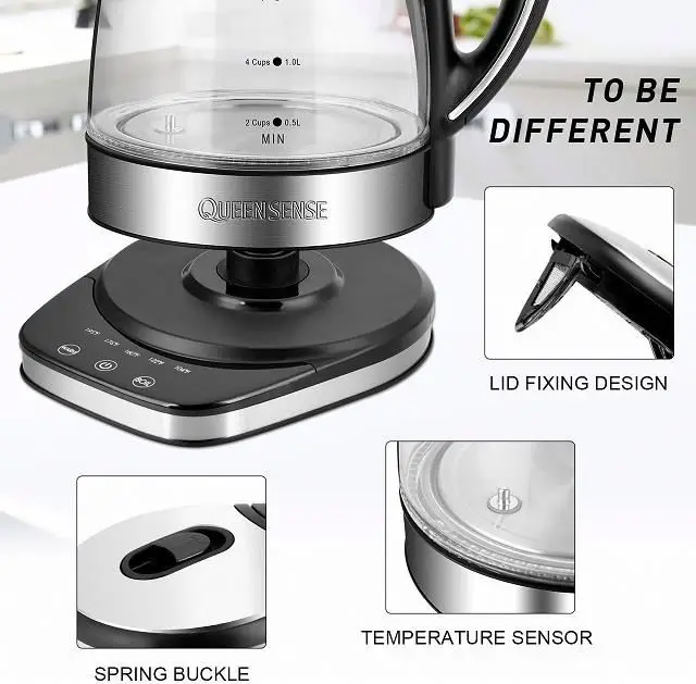 Customizable househotel cheap price 1.7L 220V digital control electric glass kettle for water