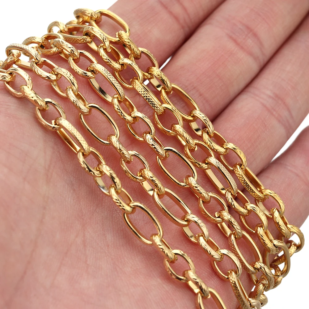Stainless Steel 6mm Wide Flat Line Embossed Chains for Diy Jewelry Making Accessories Necklace Find Handmade Accessory