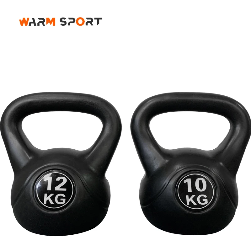 Wholesale Home Gym 2 4 6 8 10 12 KG Fixed Black Plastic Cement Kettlebell For Strength Training