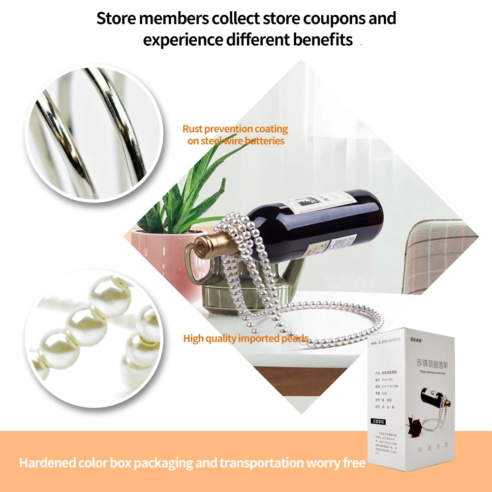 Dining room cellar Bar Magical Suspension pearl Chain Wine Racks Bottle Display Racks Stand Wine Holder