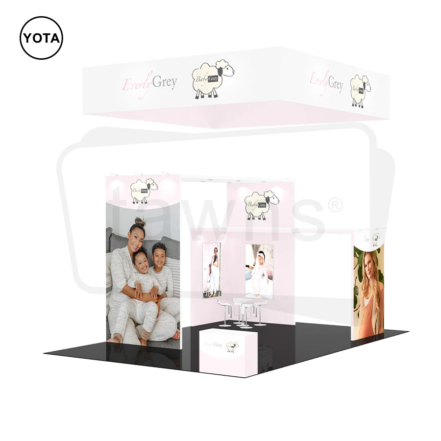 Tawns New Design Custom 20x30ft Portable Tool Free Aluminum Tube Expo Advertising Tension Fabric Exhibition Trade Show Booth