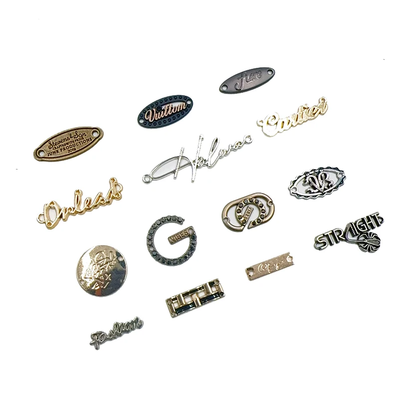 FREE SAMPLE Clothing Metal labels Trademark Logo Letter Hand Sewn Hardware Letter Label Clothing Logo Trademark