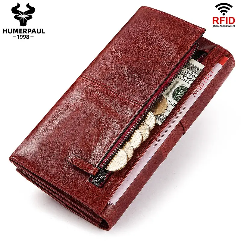 Оптовая продажа кошельков и дамских сумок HUMERPALLeather клатч длинный женский держатель для карт модные карманные кошельки сотового телефона женщин