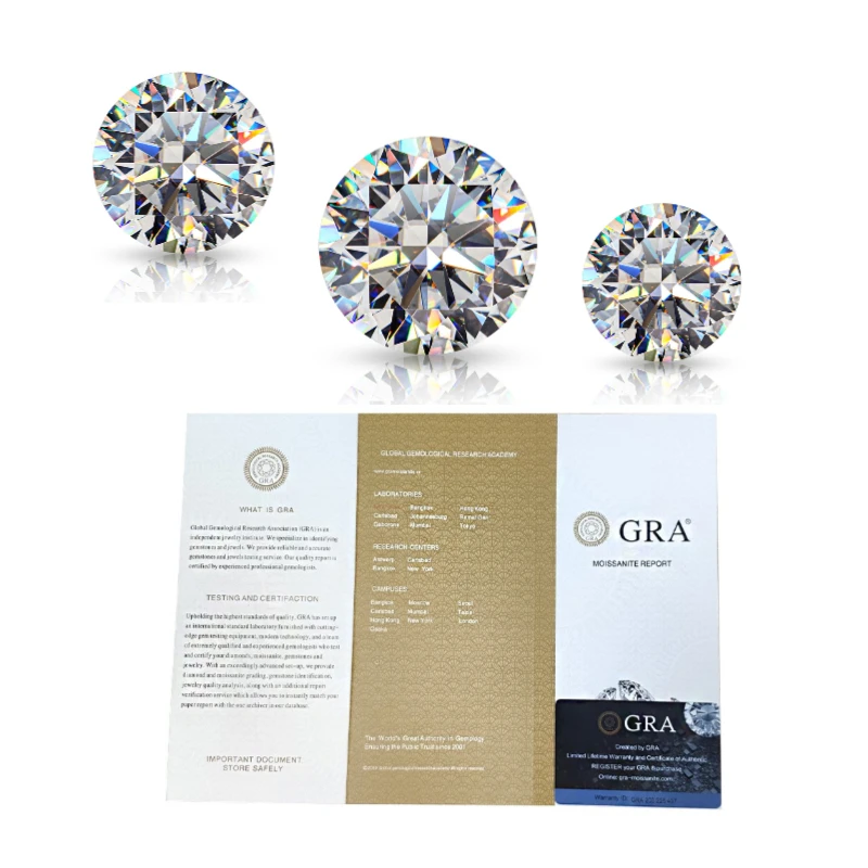 TELULA Wholesale Round 3mm 14mm VVS White D Color Color Play Fire Round Moissanite Loose Stones with GRA Certificate