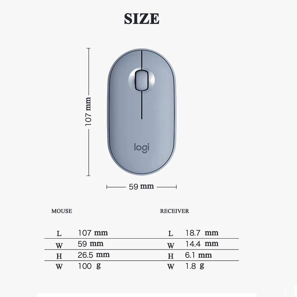 Logitech галька M350 беспроводной bt мышь Оригинальный мини & тонкий 1000 точек/дюйм 100 г Высокая точность оптического слежения