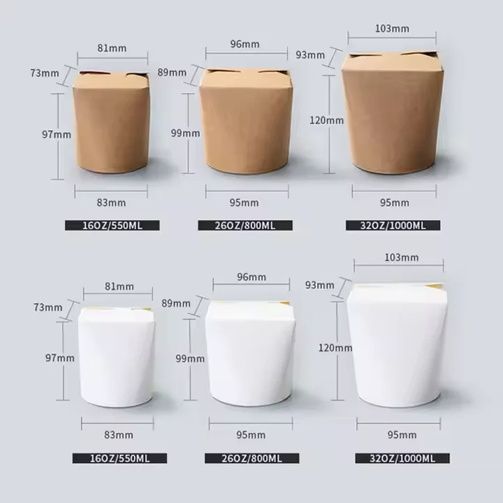 Custom Hot Sale Paper Noodle Takeaway Boxes Pasta Packaging for Noodle Instant Food Box Biodegradable Disposable Paper Lunch Box