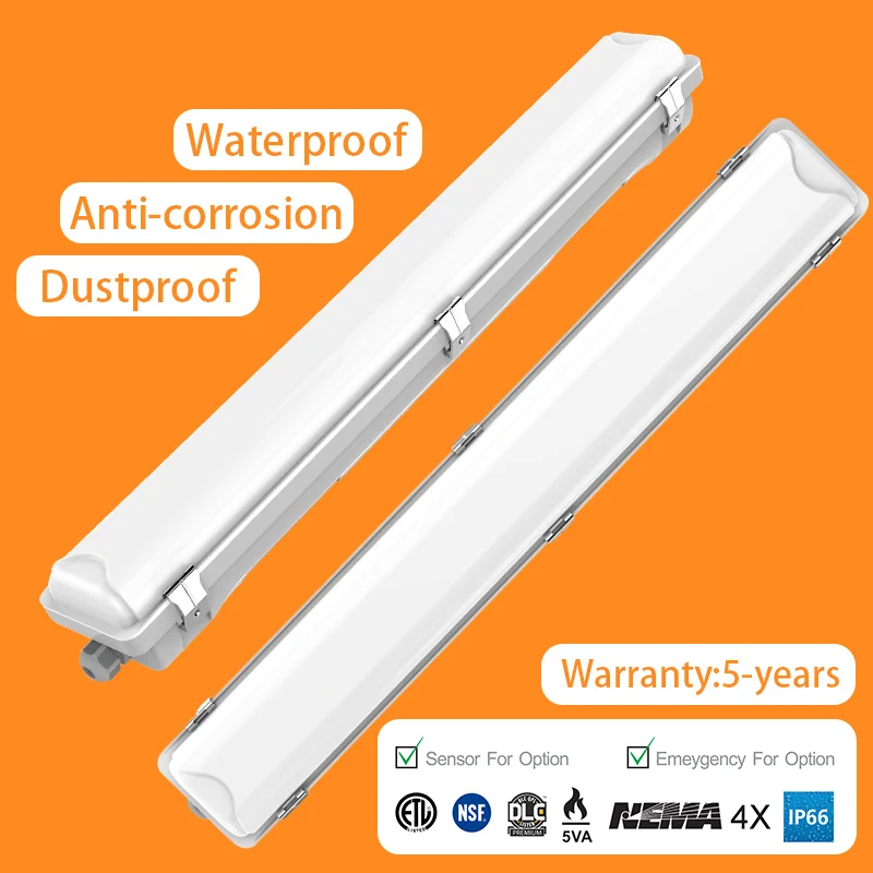 Stainless Steel 8FT car parking vapor tight lighting IP66 LED waterproof lighting Tri-proof Light