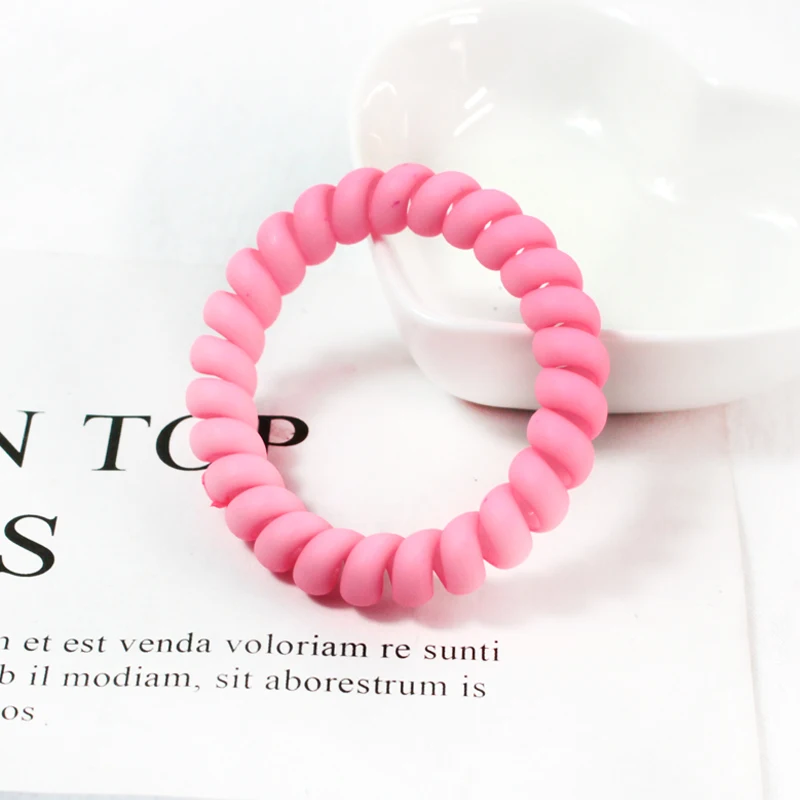 simple and colorful coil shape rubber band elastic telephone hair ties for women and  girls